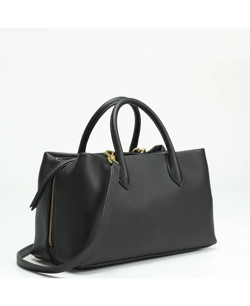 Susu Luna Pebbled Leather Top Handle Satchel Bag for Women Structured Crossbody Shoulder Handbag
