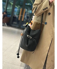 Susu Solene Leather Bucket Bag Minimalist Shoulder Crossbody Purse