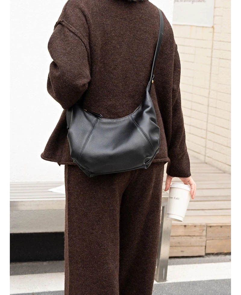 Susu Nova Leather Crescent Hobo Medium Shoulder Bag Slouchy Half-Moon Dumpling