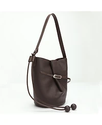 Susu Solene Leather Bucket Bag Minimalist Shoulder Crossbody Purse