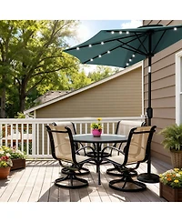 homfan 9FT Half Patio Umbrella with Led Lights, Uv Protection, Sturdy Canopy and Easy Crank for Patio, Garden, Deck, Balcony Table