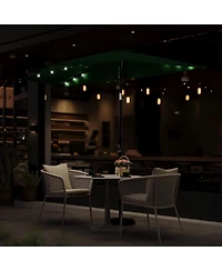 homfan 9FT Half Patio Umbrella with Led Lights, Uv Protection, Sturdy Canopy and Easy Crank for Patio, Garden, Deck, Balcony and Table