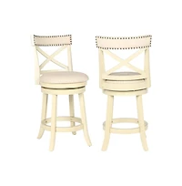 New Classic Furniture York Wood Counter Stool with Fabric Seat