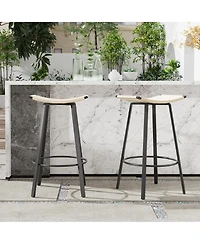 flynama Counter Height Backless Bar Stools Set of 2, Handwoven Pvc with Round Footrest