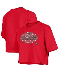 New Era Girl's Red Tampa Bay Buccaneers Flip Sequin Boxy T-Shirt