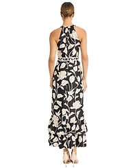 Maggy London Women's Halter Light Charmeuse Tiered Maxi Dress