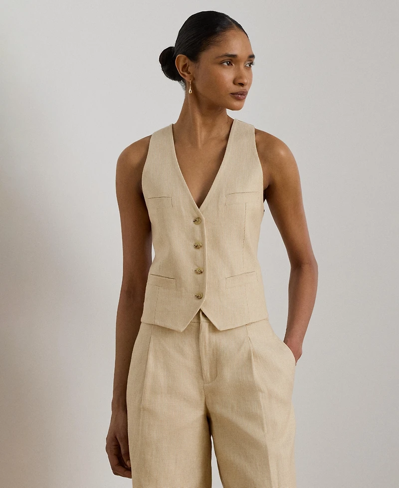 Lauren Ralph Women's Tweed V-Neck Sleeveless Vest