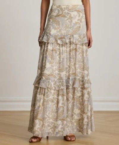 Lauren Ralph Lauren Womens Tiered A Line Maxi Skirt