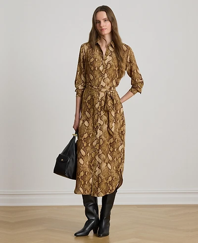 Lauren Ralph Women's Collared Long-Sleeve Shirt Dress