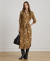 Lauren Ralph Women's Collared Long-Sleeve Shirt Dress