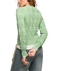 Lucky Brand Women's Acrylic Lace Crewneck Sweater