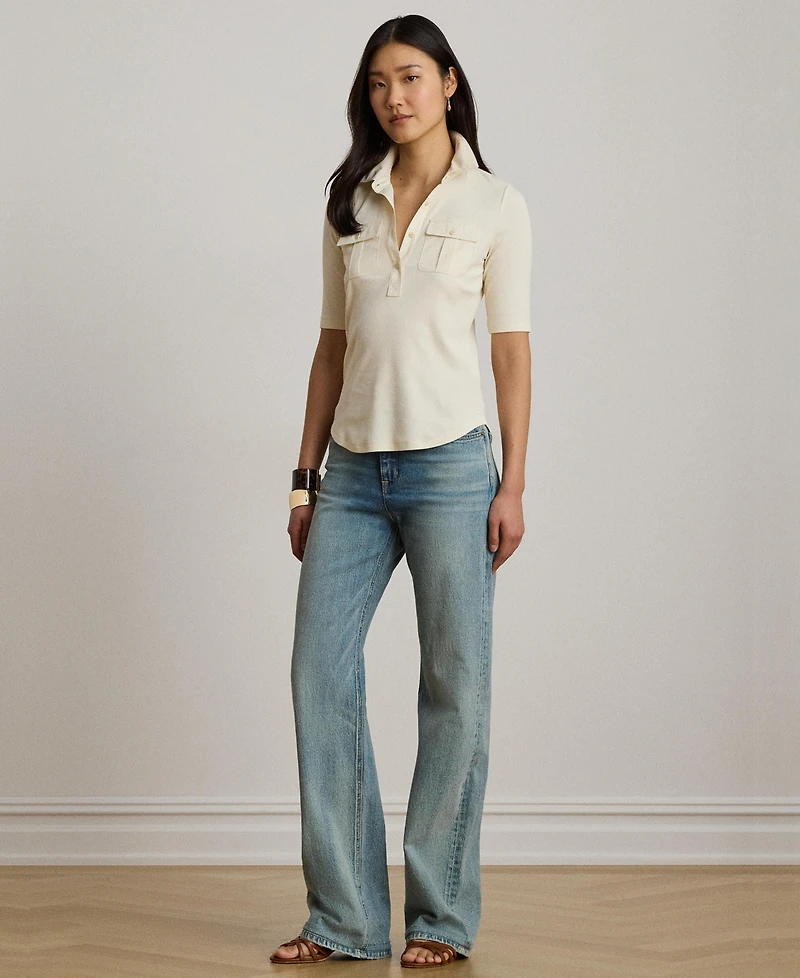 Lauren Ralph Lauren Women's Slim-Fit Short-Sleeve Collared Top
