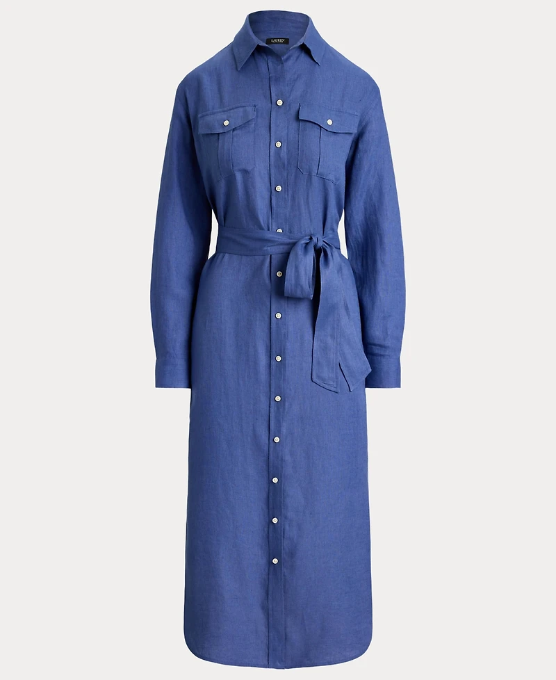 Lauren Ralph Women's Point Collar Midi Shirt Dress