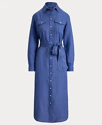 Lauren Ralph Women's Point Collar Midi Shirt Dress