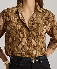 Lauren Ralph Women's Buttoned Placket Long-Sleeve Shirt