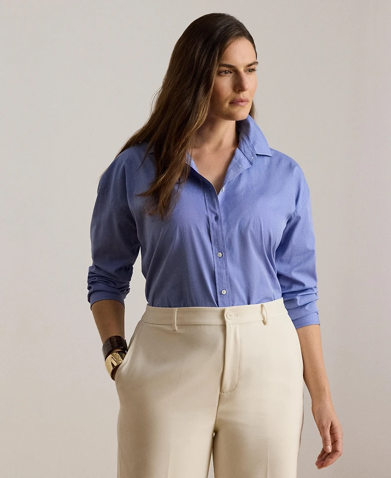 Lauren Ralph Women's Oversized Button Placket Shirt
