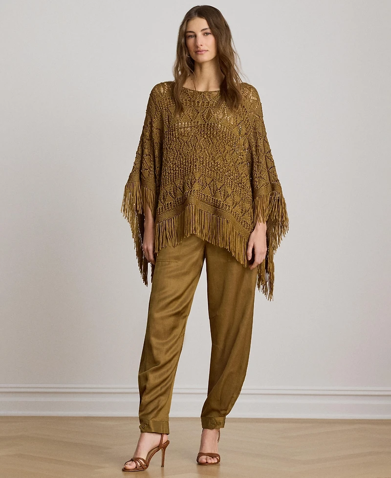 Lauren Ralph Lauren Women's Fringe-Trim Oversized Boat Neck Poncho