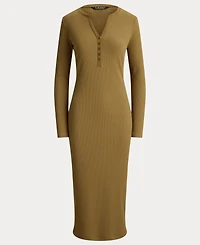 Lauren Ralph Women's Slim-Fit Henley Neck Midi Dress