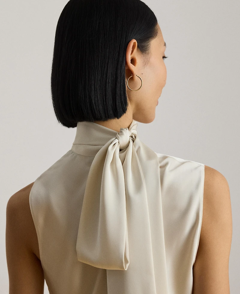 Lauren Ralph Women's Tie-Neck Sleeveless Blouse