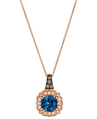 Le Vian Deep Sea Blue Topaz (1-5/8 ct. t.w.), Nude Diamond (1/6 ct. t.w.) & Chocolate Diamond (1/20 ct. t.w.) Pendant Necklace in 14k Strawberry Gold