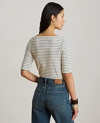Lauren Ralph Petite Striped Boat Neck T-Shirt