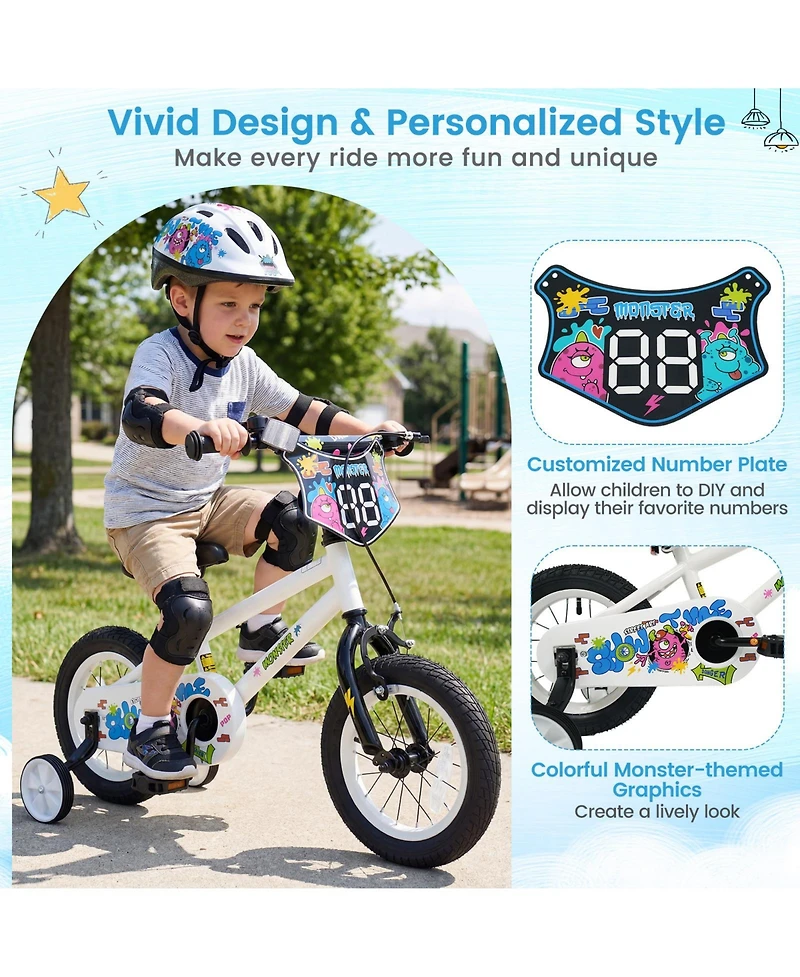 Slickblue Kids Ride On Bike with Training Wheels