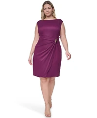 Jessica Howard Plus Short-Sleeve Boat Neck Dress