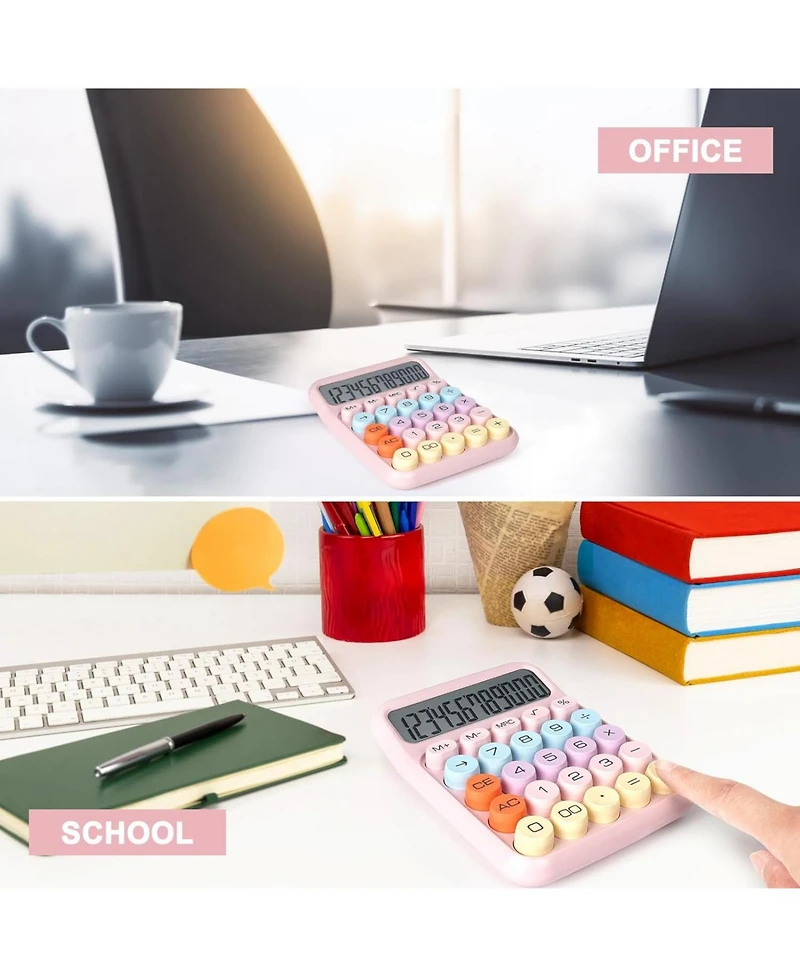 Danrong Mechanical Switch Calculator with Big Buttons, 12 Digits Large Lcd Display Desktop Calculator, Cute for Students