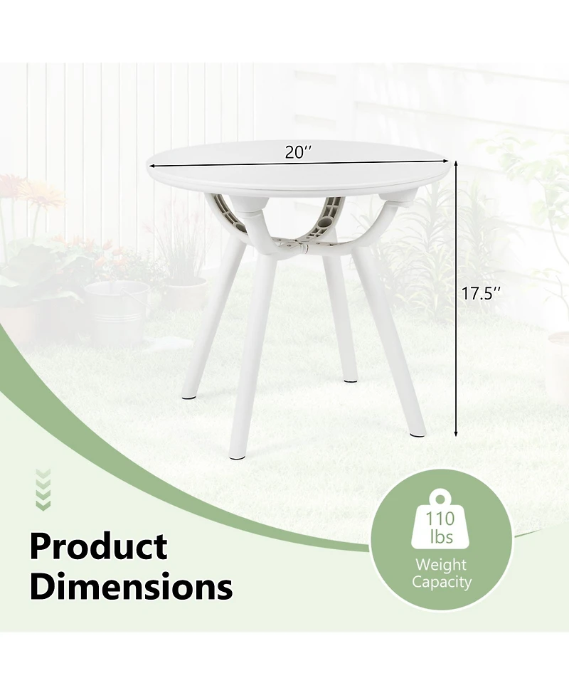 Gymax Outdoor Side Table 20'' Round Storage Weather-Resistant End