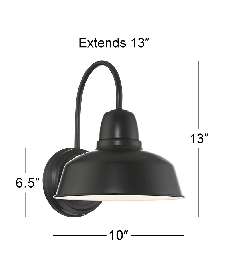 John Timberland Urban Barn Rustic Industrial Farmhouse Outdoor Wall Light Fixtures Set of 2 Metal Gooseneck Arms Downlight 13 inches Post