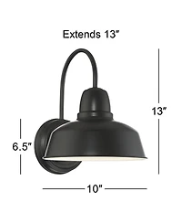 John Timberland Urban Barn Rustic Industrial Farmhouse Outdoor Wall Light Fixtures Set of 2 Metal Gooseneck Arms Downlight 13 inches Post