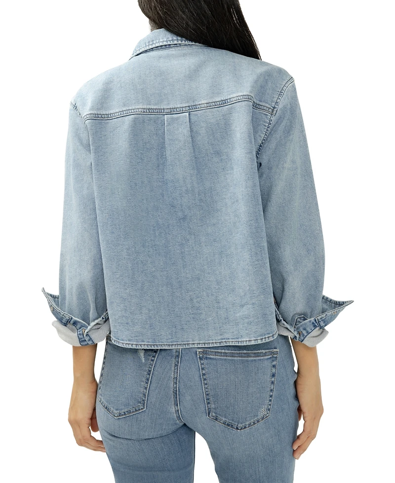 Silver Jeans Co. Women's Button Front Knit Flex Shirt