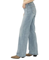 Silver Jeans Co. Women's Elyse Mid Rise Baggy Straight Luxe Stretch