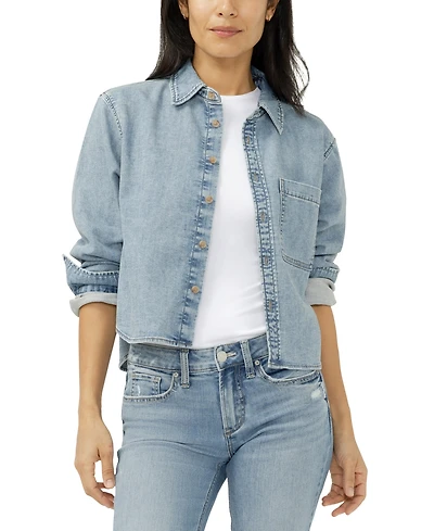 Silver Jeans Co. Women's Button Front Knit Flex Shirt