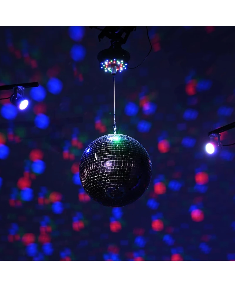 Yescom 12" Disco Mirror Ball with 2 Led Spotlights Rotating Motor Party Club Ktv