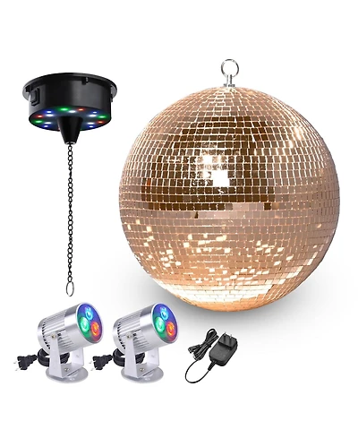 Yescom 12" Party Mirror Ball with 2 Rgb Spotlights Rotating Motor Dj Club Disco