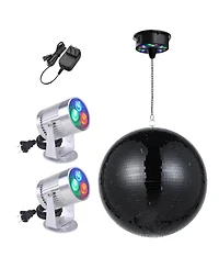 Yescom 16" Disco Mirror Ball 2 Rgb Spotlights Rotating Motor Kit Party Events