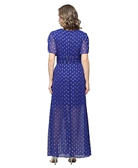 Sl Fashions Petite Short-Sleeve V-Neck Long Dress