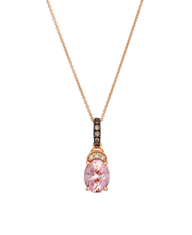 Le Vian Morganite (1-1/3 ct. t.w.), Chocolate Diamond (1/10 ct. t.w.) & Nude Diamond (1/20 ct. t.w.) Pendant Necklace in 14k Strawberry Gold