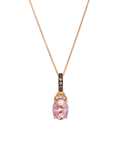 Le Vian Morganite (1-1/3 ct. t.w.), Chocolate Diamond (1/10 ct. t.w.) & Nude Diamond (1/20 ct. t.w.) Pendant Necklace in 14k Strawberry Gold