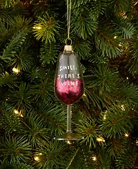 Holiday Lane Burgundy Sequin Wine Glass Ornament, Macy's Exclusive