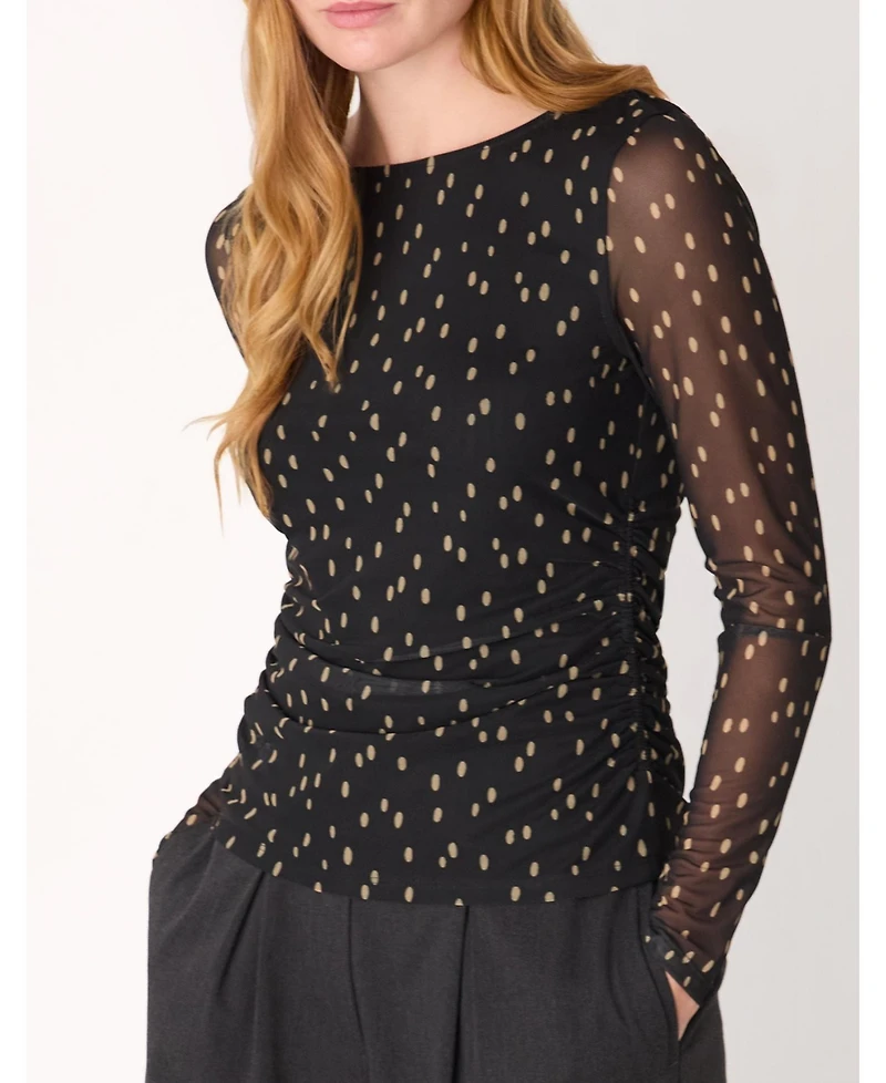 Whistles Women's Spot Print Mesh Jersey Top