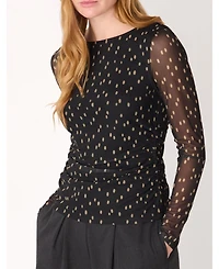 Whistles Women's Spot Print Mesh Jersey Top