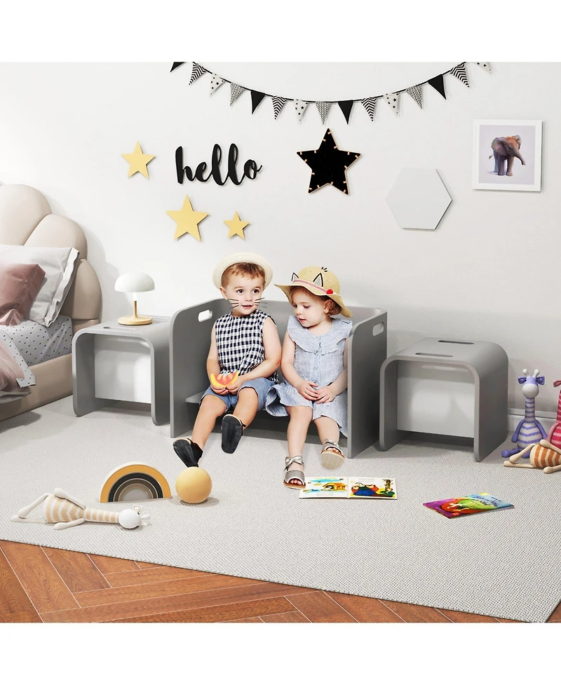 Slickblue Kids Wooden Table and Chair Set 3 Piece Activity Furniture