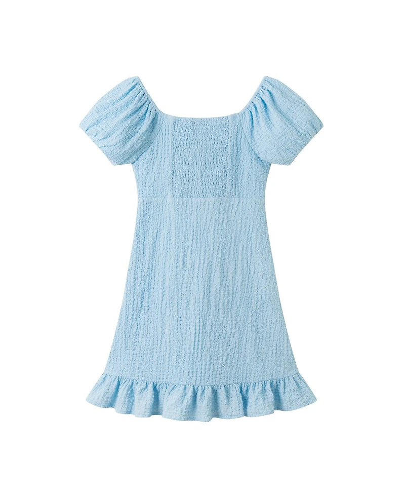 Andy & Evan Girls and Textured Woven Twist-Front Puff Sleeve Dress