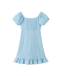 Andy & Evan Girls and Textured Woven Twist-Front Puff Sleeve Dress