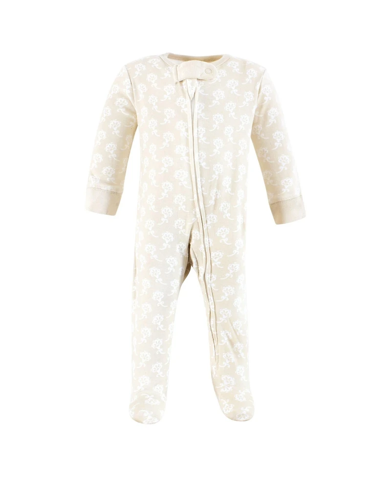Touched by Nature Baby Girls Organic Cotton Sleep and Play, Traditional Floral, 0-3 Months