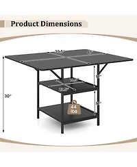 Slickblue Rectangular Kitchen Table with Open Shelves and Metal Legs 4-6 Seater