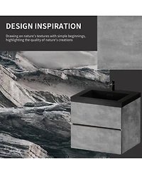 Sillysis Inch Wall Mounted Bathroom Vanity, Quartz Sand Sink, Soft Close Drawers