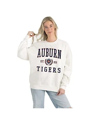 Gameday Couture Women's White Auburn Tigers Premium Fleece Drop Shoulder Oversized Pullover Sweatshirt
